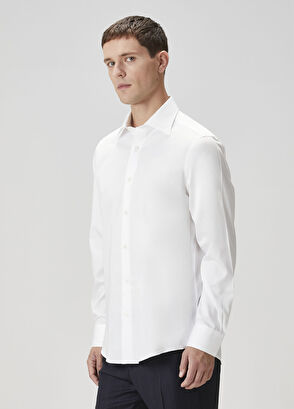 Custom Fit Beyaz Gömlek - Görsel 7
