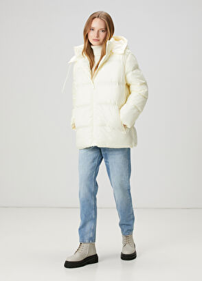 Beymen Club Off-White Hooded Puff Coat - 3