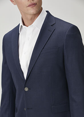 Navy Blue Eyelet Textured Blazer Beymen Club Navy Blue Eyelet Textured Blazer - 7