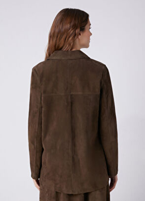 Beymen Club Dark Khaki Classic Suede Jacket - 6