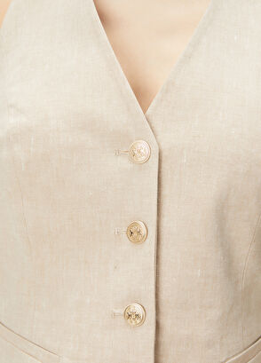 Beymen Club Beige Linen Vest - 7