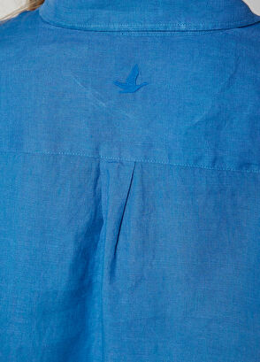 Beymen Club Koyu Mavi Kuş Logolu Keten Gömlek - 5