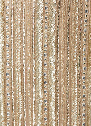 Sarı İşlemeli Maksi Abiye Elbise - Görsel 7