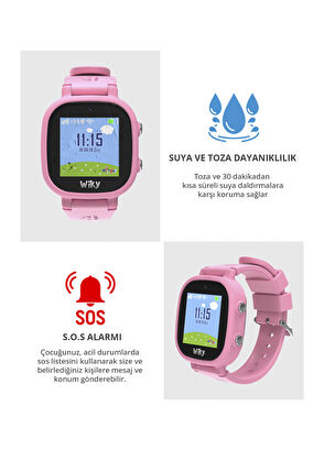 Wiky Watch Pembe 5E eSim'li Görüntülü ve Sesli Arama Akıllı Çocuk Saati  - 5
