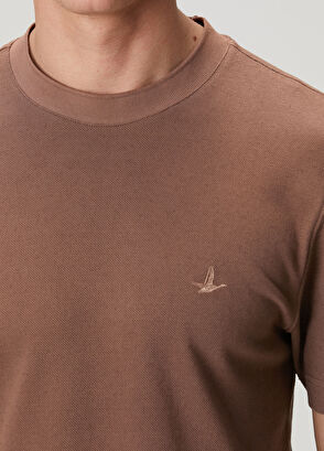Beymen Club Kahverengi Relax Fit Pamuk Keten Pike T-shirt - 6