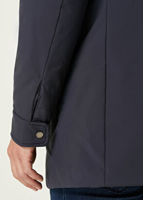 Moorer Lacivert Kapüşonlu Kaban - 7