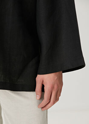 Sertaç Tasdelen Black Long Sleeve Linen T-Shirt - 6