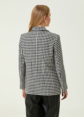 Beymen Club Siyah Beyaz Kelebek Yaka Desenli Ceket - 5