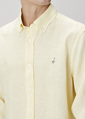 Beymen Club Comfort Fit Light Yellow Linen Shirt - 7