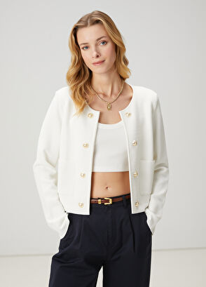 Beymen Club White Knit Jacket - 3