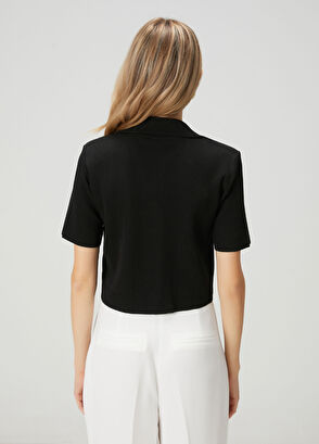 Beymen Club Siyah Crop Triko Ceket - 5