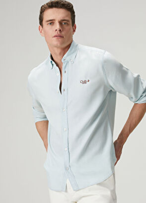 Beymen Club Comfort Fit Light Blue Lyocell Blend Shirt - 4