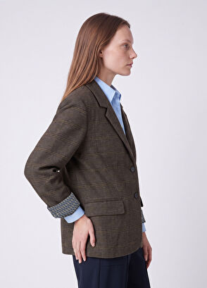 Beymen Club Kahverengi Ekose Desenli Blazer - 4