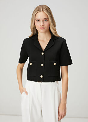 Beymen Club Siyah Crop Triko Ceket - 4