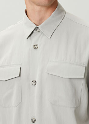 Beymen Club Gri Cepli Oversize Fit Kısa Kollu Gömlek - 6