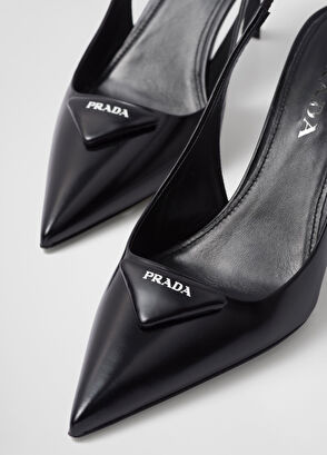 Prada Brushed Leather Slingback Heels - 6