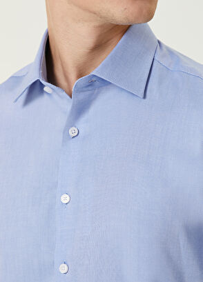 Beymen Club Slim Fit Mavi Beyaz Normal Yaka Gömlek - 5