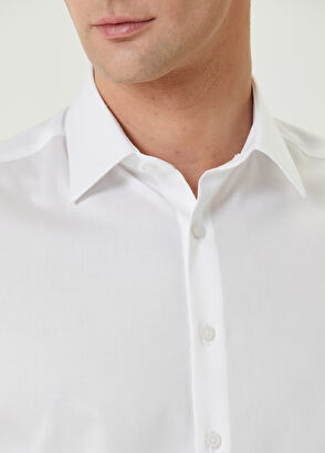 Beymen Club Slim Fit Beyaz Twill Non-iron Gömlek - 6