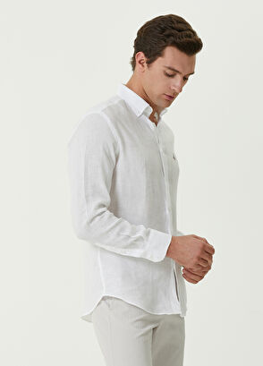 Beymen Club Comfort Fit Beyaz Keten Gömlek - 3