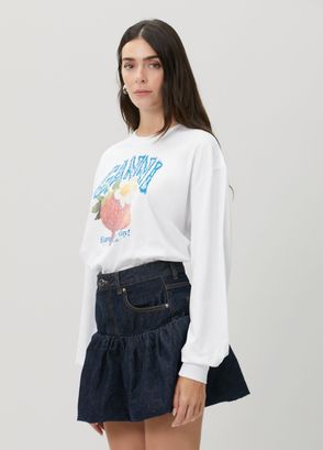 Ganni Strawberry Beyaz Uzun Kol T-shirt - 3