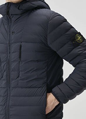 Stone Island Lacivert Kapüşonlu Puff Mont - 5