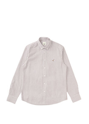 Beymen Club Comfort Fit Gül Kurusu İnce Çizgili Gofreli Gömlek - 6