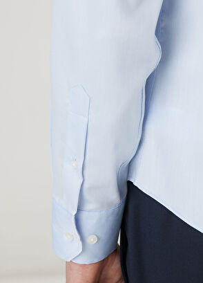 Beymen Club Slim Fit Açık Mavi Armürlü Non-Iron Gömlek - 9