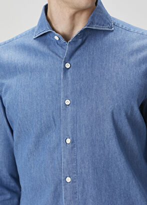 LUIGI BORRELLI Dark Blue Denim Shirt - 5