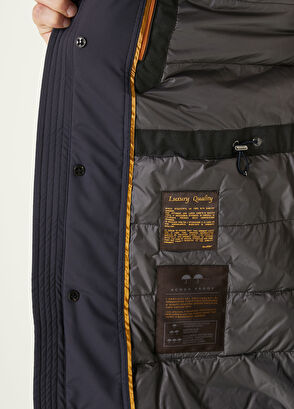 Moorer Lacivert Kapüşonlu Kaban - 9