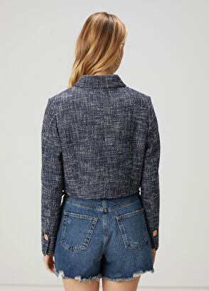 Beymen Club Navy Blue Tweed Jacket - 5