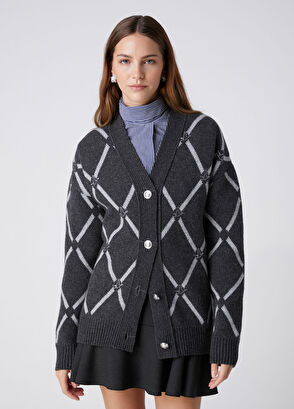 Beymen Club Anthracite Diamond Cardigan - 5
