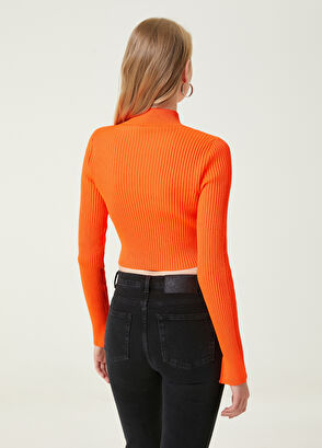 Beymen Club Neon Turuncu Fermuarlı Crop Kazak - 6