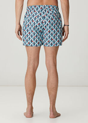 Beymen Club Navy Blue Rectangle Artwork Short Swimsuit - 4