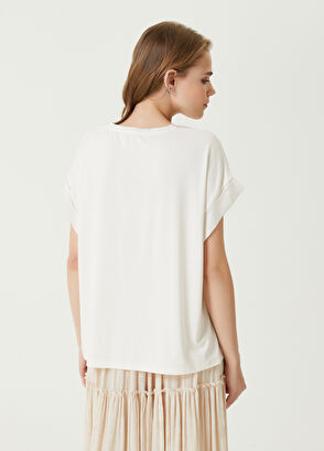 Beymen Club Ecru Silk T-shirt - 7