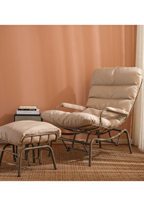 Sürton Yeke Taş Vizon Deri Puflu Sallanır Tv Koltuğu - 4