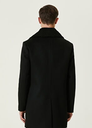 Beymen Club Siyah Kruvaze Yün Kaşe Palto - 5