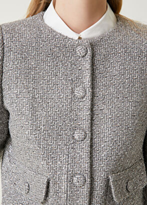 Grey Glitter Tweed Coat Beymen Club Grey Glitter Tweed Coat - 6