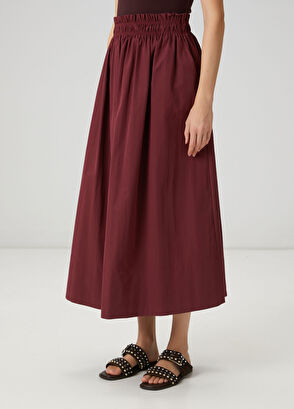 Beymen Club Bordo Beli Lastikli Midi Etek - 3