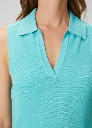 Beymen Club Aqua Green Polo Neck Knit Tank Top - 6