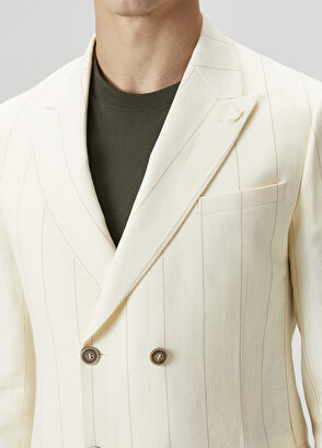 Beymen Club White Stripes Double-Breasted Jacket - 6