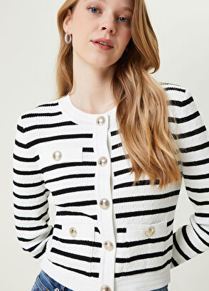 Beymen Club Siyah Beyaz Çizgili Hırka - 4