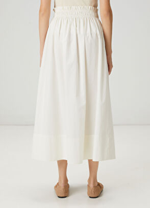 Beymen Club Kırık Beyaz Beli Lastikli Midi Etek - 5