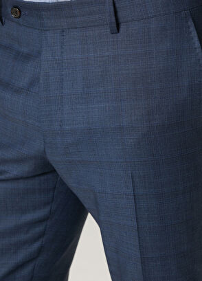 Drop 7 Indigo Ekose Desenli Yün Takım Elbise - Görsel 11