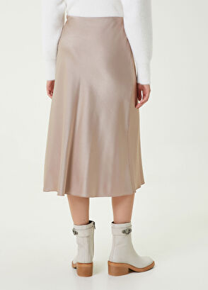 Beymen Club Beige Midi Evaze Satin Skirt - 5