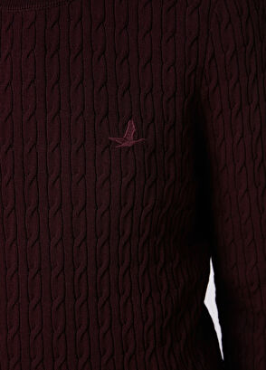 Beymen Club Burgundy Basic Cable Knit Sweater - 8