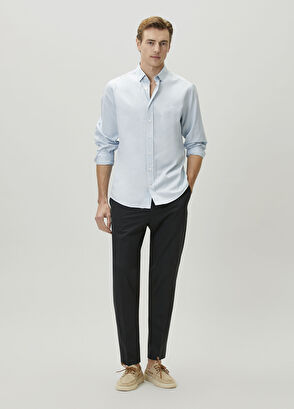 Beymen Club Comfort Fit Blue Tencel Twill Shirt - 3