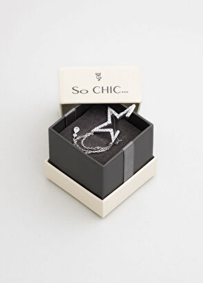 So Chic Cesaret Yıldızı 925 Ayar Gümüş 18 Ayar Beyaz Altın Kaplama Kadın Broş - 4