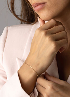 Safir Mücevher 14 Ayar Altın Küp Kadın Zincir Bileklik - 5