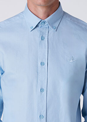 Beymen Club Açık Mavi Parça Boya Comfort Fit Oxford Gömlek - 6