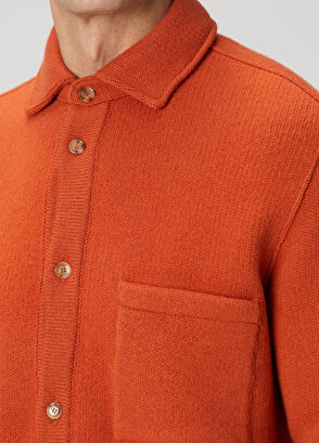 Laneus Turuncu Yün Triko Hırka - 5